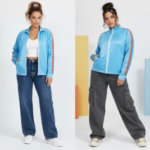 NWT Kule x Bandier Billie Y2K Zip Up Track Jacket - Retro Sporty Streetwear - L
